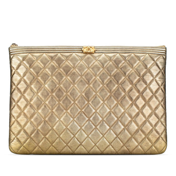 Pearl Street Bags Chanel Large Lambskin Boy O Case Clutch (SHG-SszkxH)