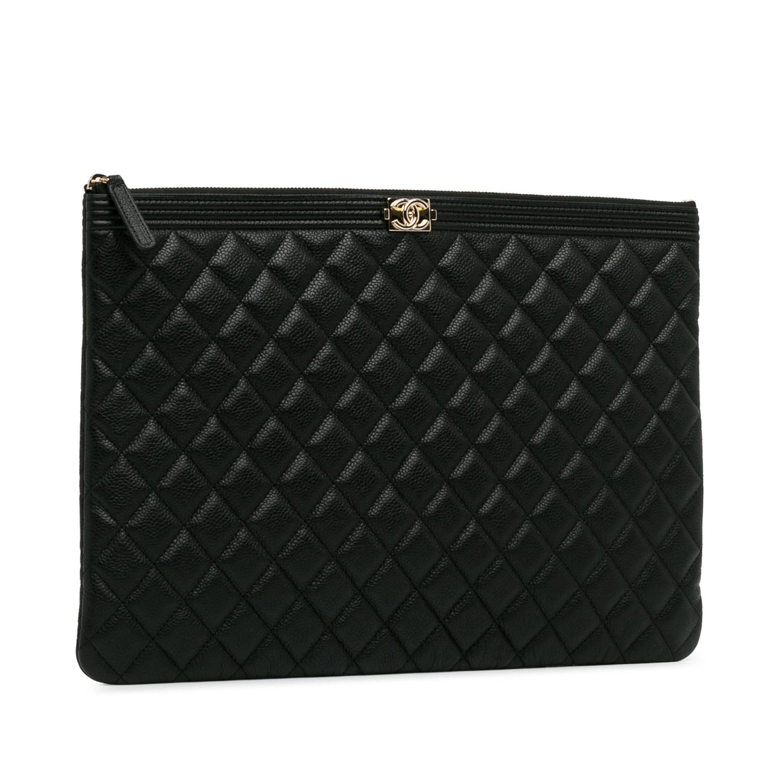 Pearl Street Bags Chanel Large Quilted Caviar Boy O Case Clutch (SHG-AMsEwy)
