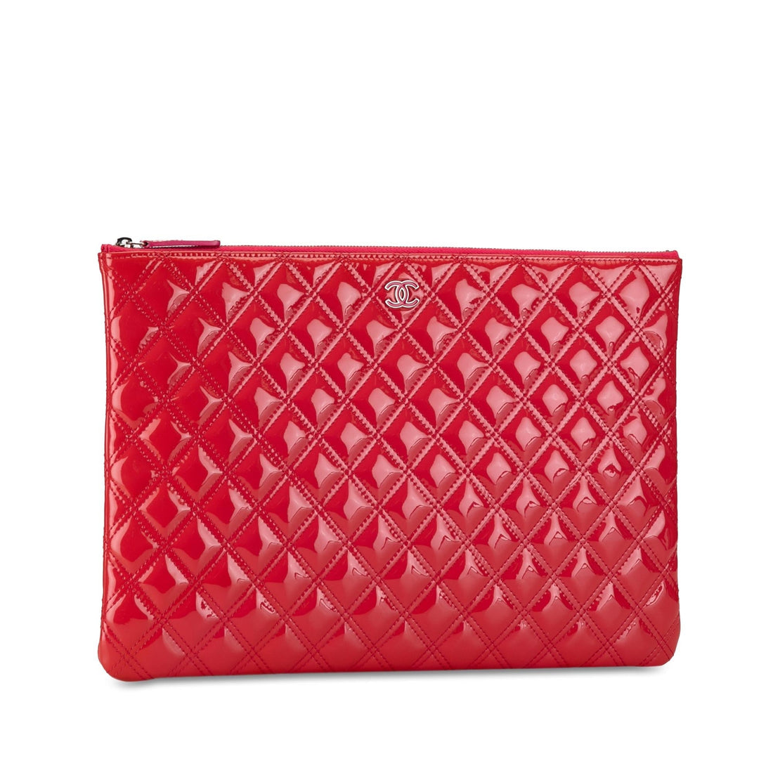 Pearl Street Bags Chanel Large Quilted Patent Leather O Case Clutch (SHG-5Pt1t3)