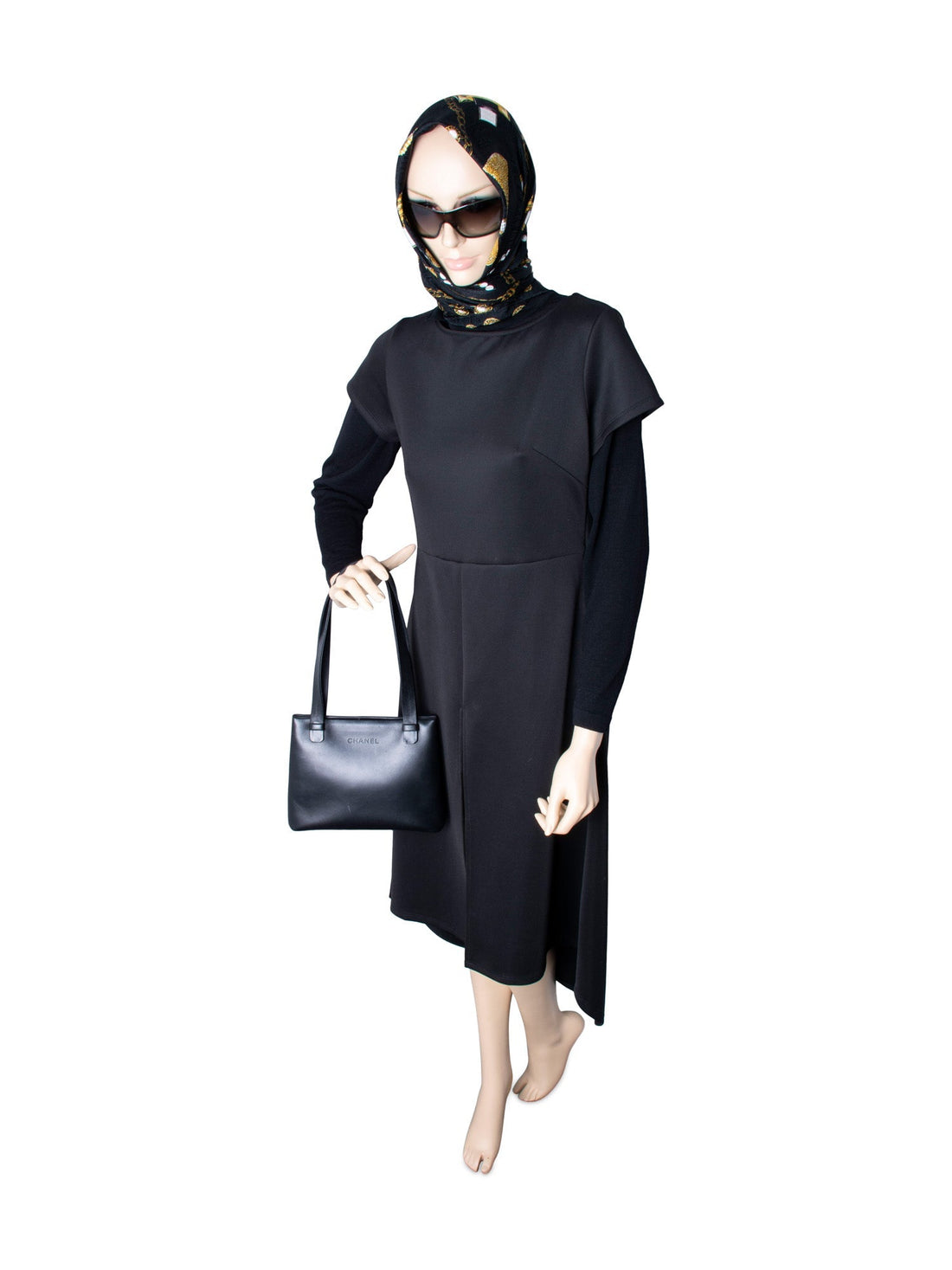 Chanel Leather Logo Petite Shopper Bag Black