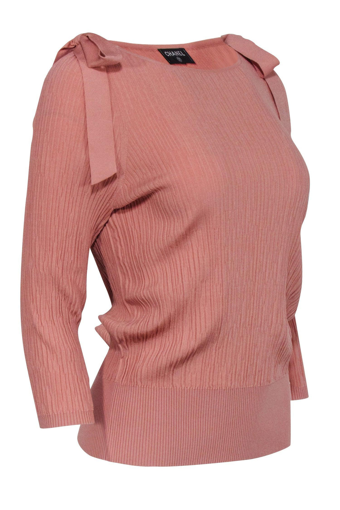 Chanel - Mauve Pink Ribbed Knit Top Sz 6