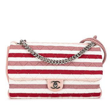 Pearl Street Bags Chanel Maxi Stripe Jersey Felt and Rope Flap (SHG-64cbwe)