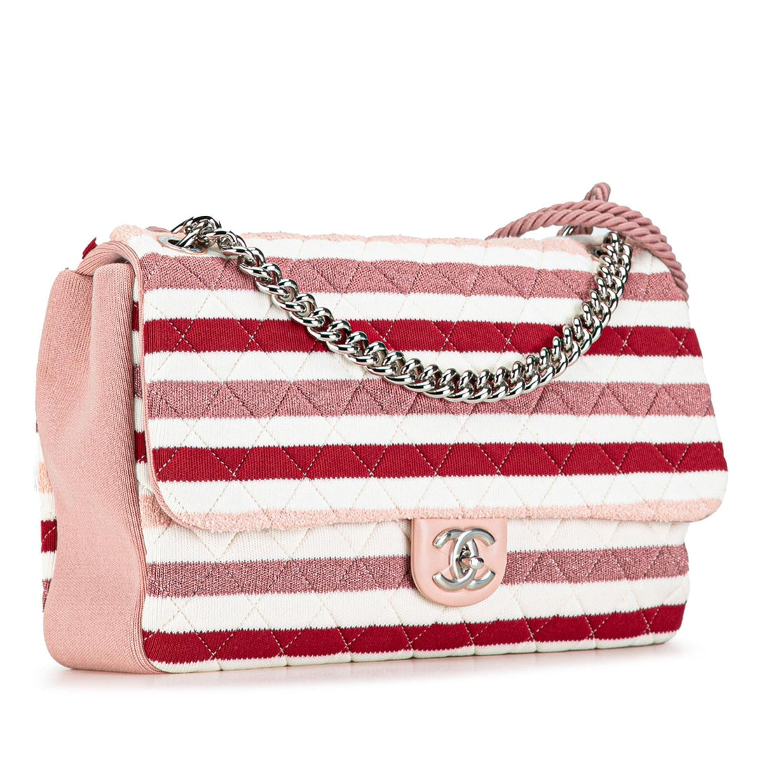 Chanel Maxi Stripe Jersey Felt and Rope Flap (SHG-Zvi1g1)