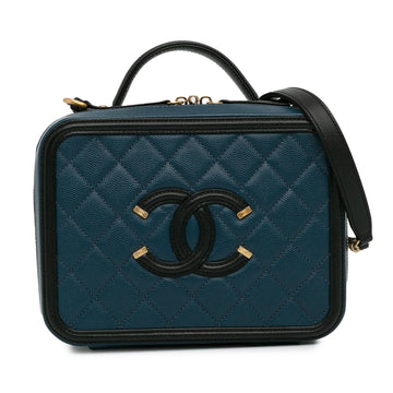 Chanel Medium Bicolor Caviar CC Filigree Vanity Case (SHG-BN85RY)