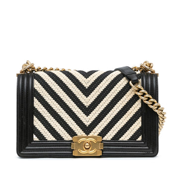 Top Quality Chanel Medium Braided Chevron Cotton and Lambskin Boy Flap (SHG-zXlQPe)