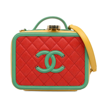 Pearl Street Bags Chanel Medium CC Caviar Filigree Vanity Case (SHG-PrxVRk)