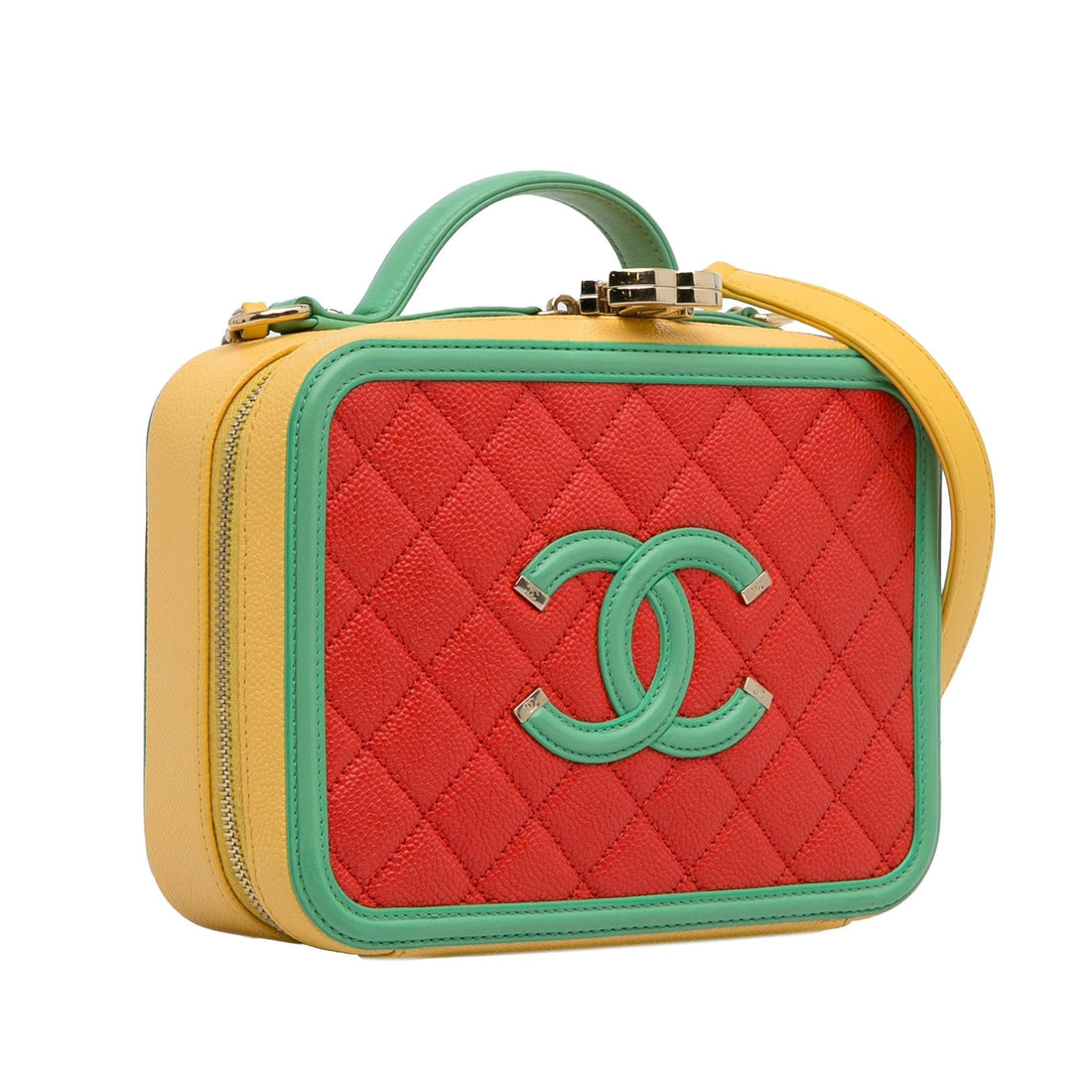 Pearl Street Bags Chanel Medium CC Caviar Filigree Vanity Case (SHG-PrxVRk)