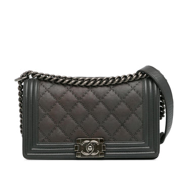 Chanel Medium CalBNkin Double Stitch Boy Flap (SHG-SofQRy)