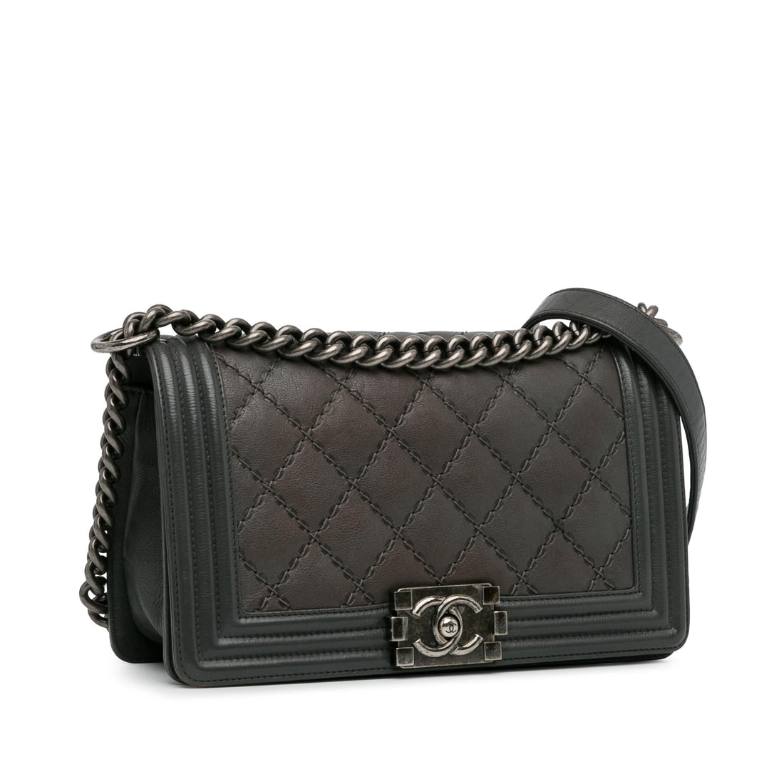 Chanel Medium CalBNkin Double Stitch Boy Flap (SHG-SofQRy)