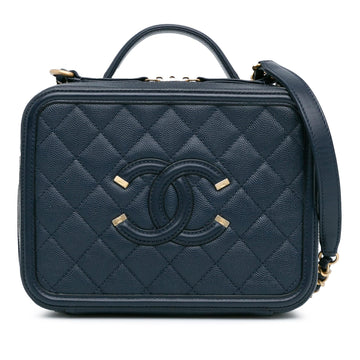 Pearl Street Bags Chanel Medium Caviar CC Filigree Vanity Case (SHG-1tdpwa)