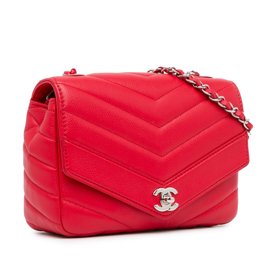 Pearl Street Bags Chanel Medium Caviar Chevron Data Center Envelope Flap (SHG-mBlAJB)