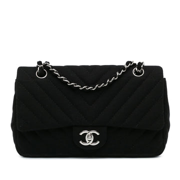Chanel Medium Chevron Quilted Jersey Single Flap (SHG-ZhE9Mo)