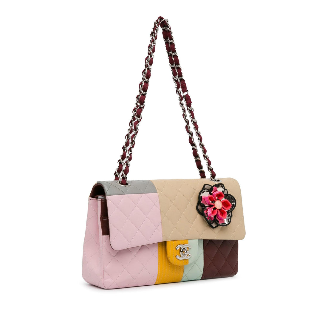 Pearl Street Bags Chanel Medium Classic Color Block Lambskin Flower Double Flap (SHG-4vq8ym)