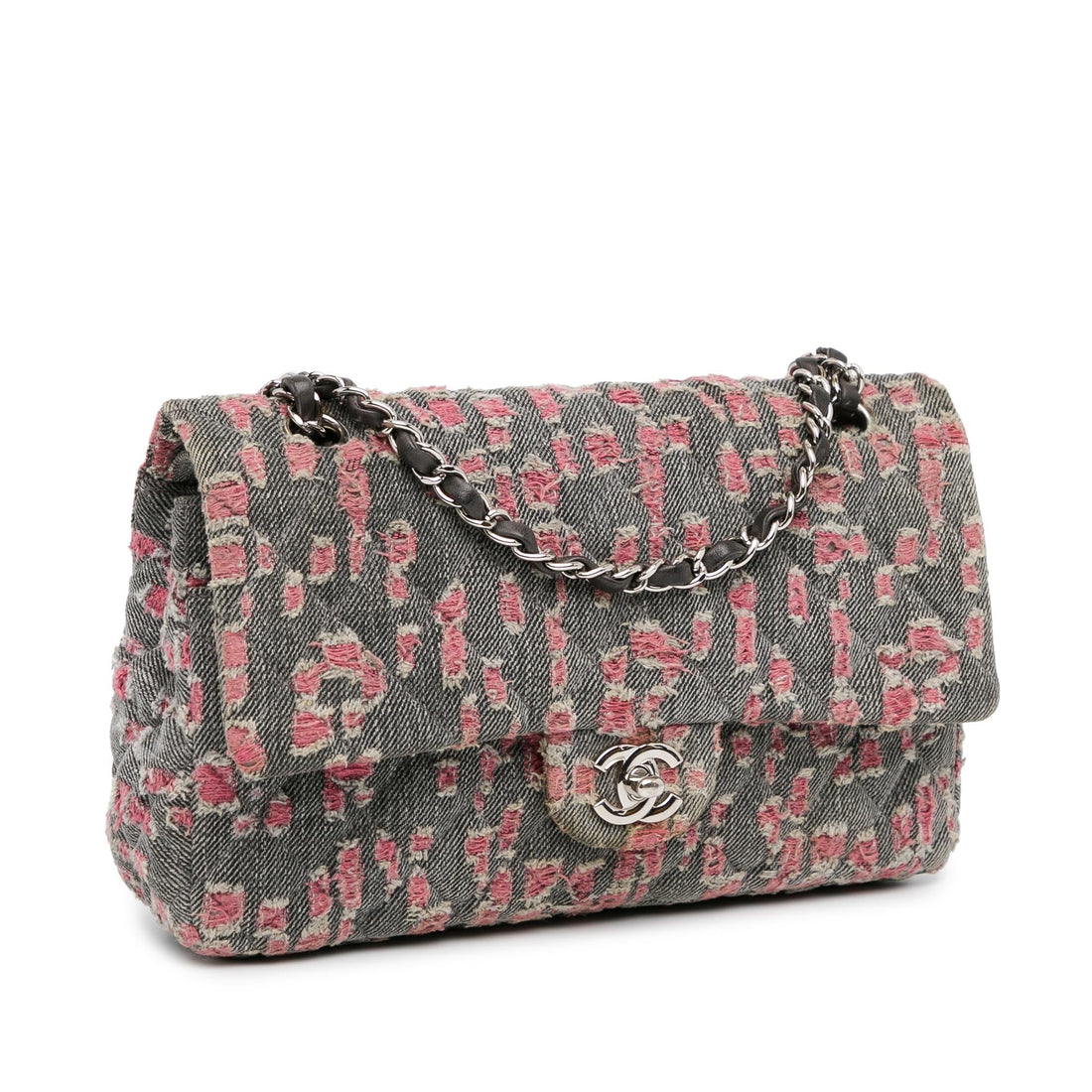 Chanel Medium Classic Distressed Denim Double Flap (SHG-TlmQAu)