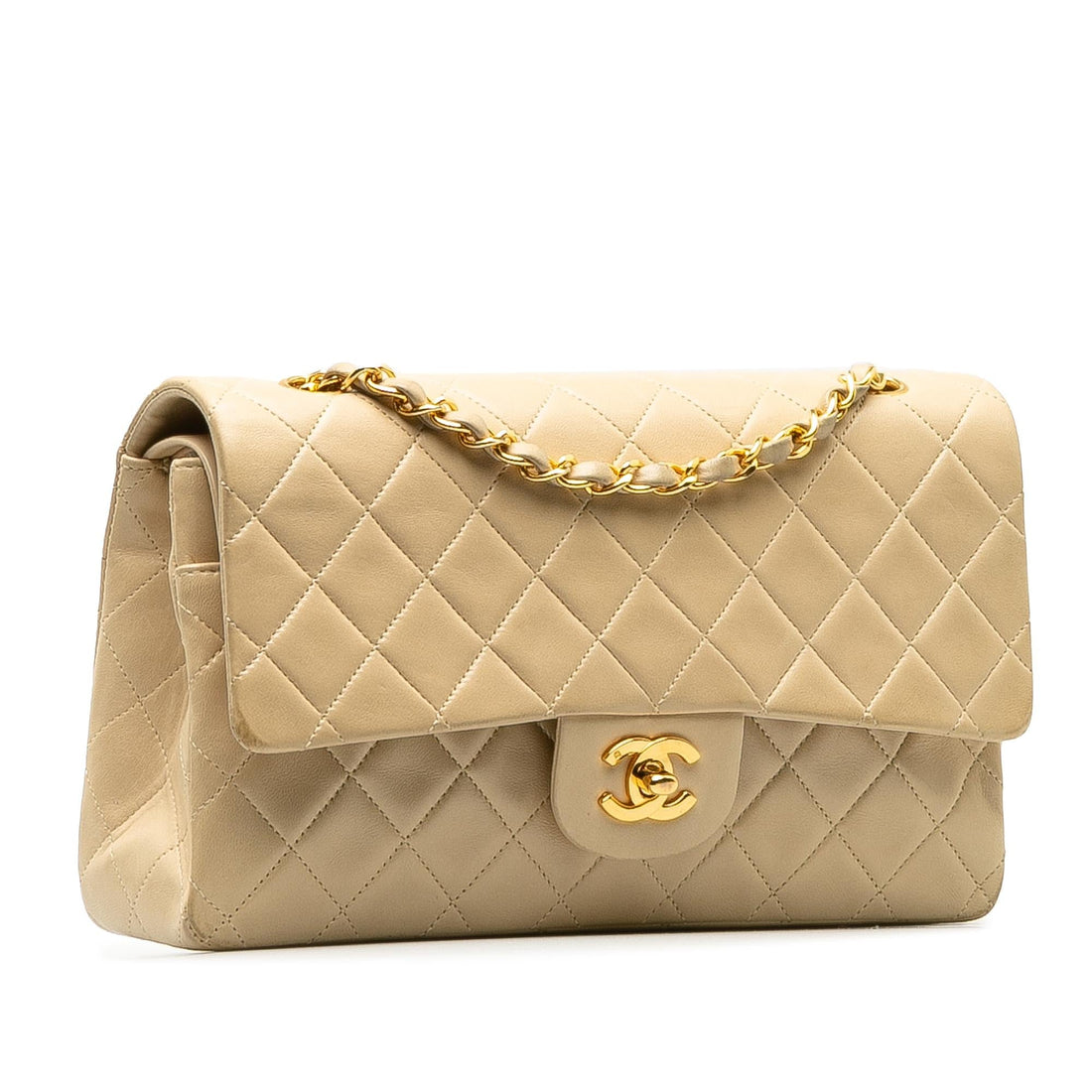Chanel Medium Classic Lambskin Double Flap (SHG-fJM1Y8)