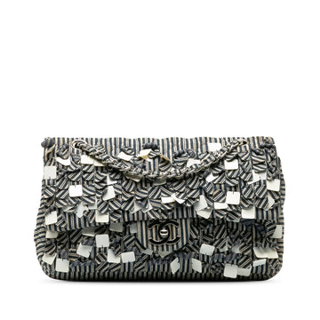 Top Quality Chanel Medium Cotton Striped Double Flap (SHG-9fCsSP)