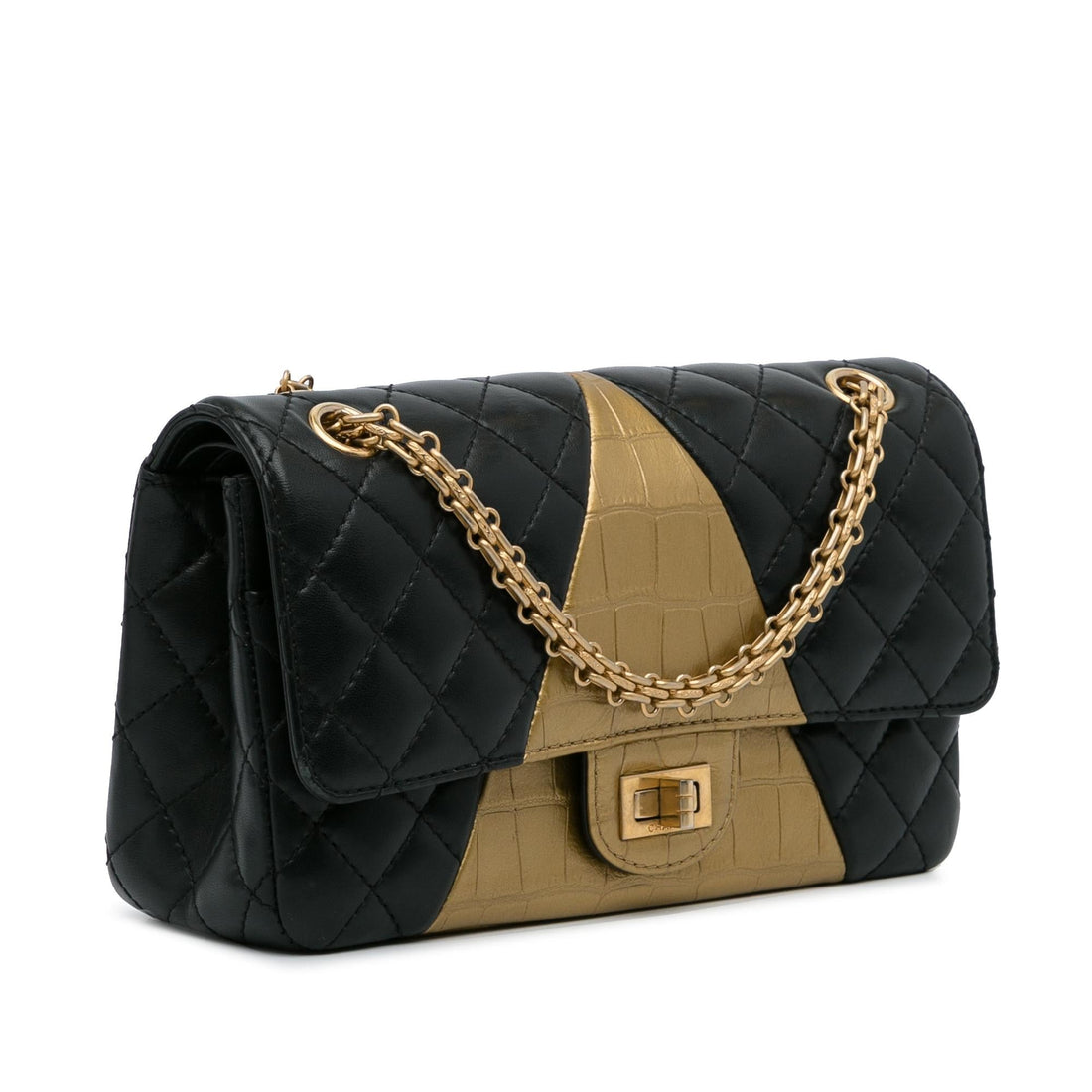 Chanel Medium Croc Embossed Lambskin 2.55 Reissue Double Flap Bag (SHG-WsMkpm)