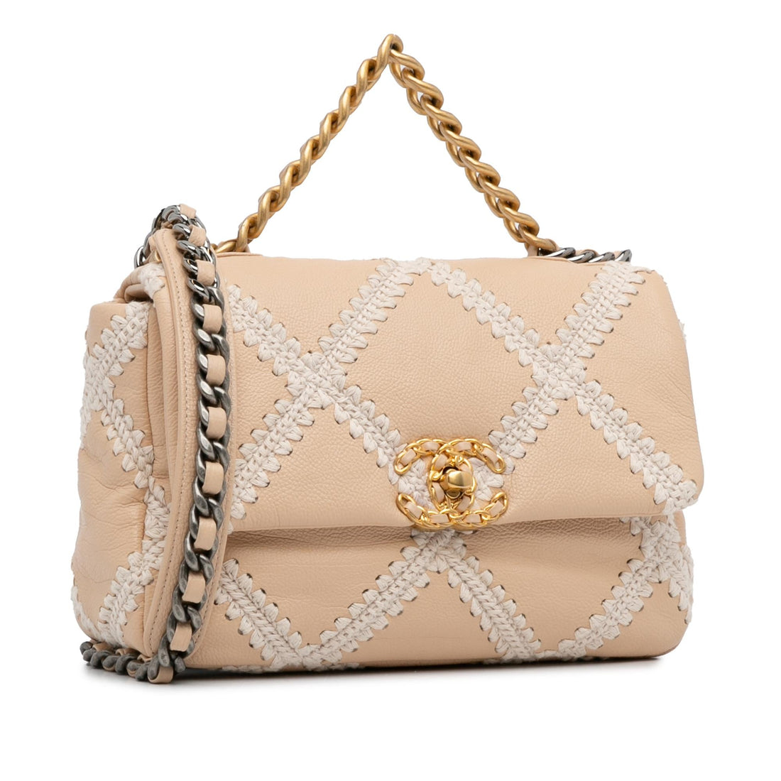 Chanel Medium Crochet and Calfskin 19 Flap Bag (SHG-5tvBOl)