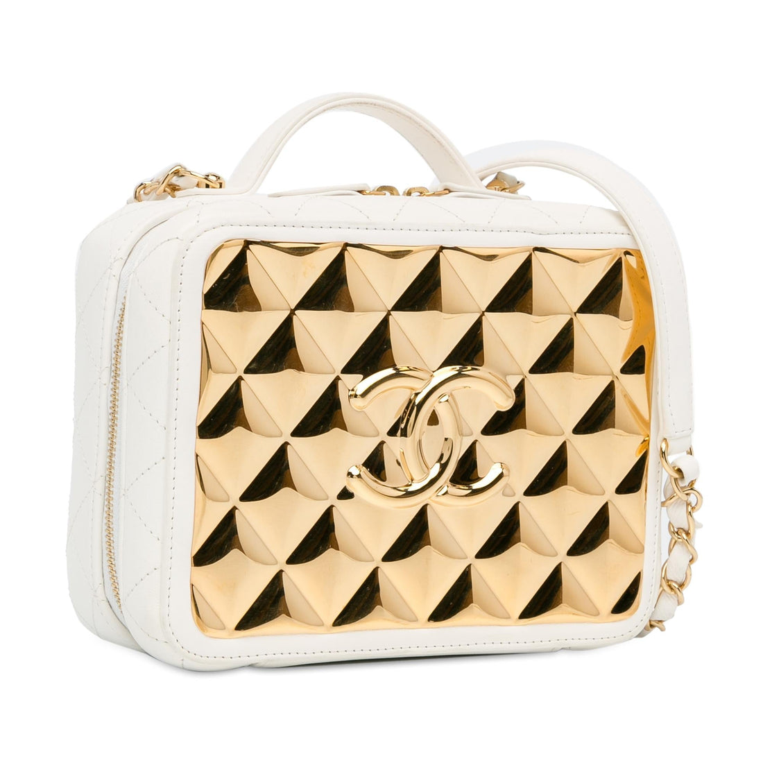 Pearl Street Bags Chanel Medium Lambskin Golden Plate Vanity Case (SHG-c6SzIL)
