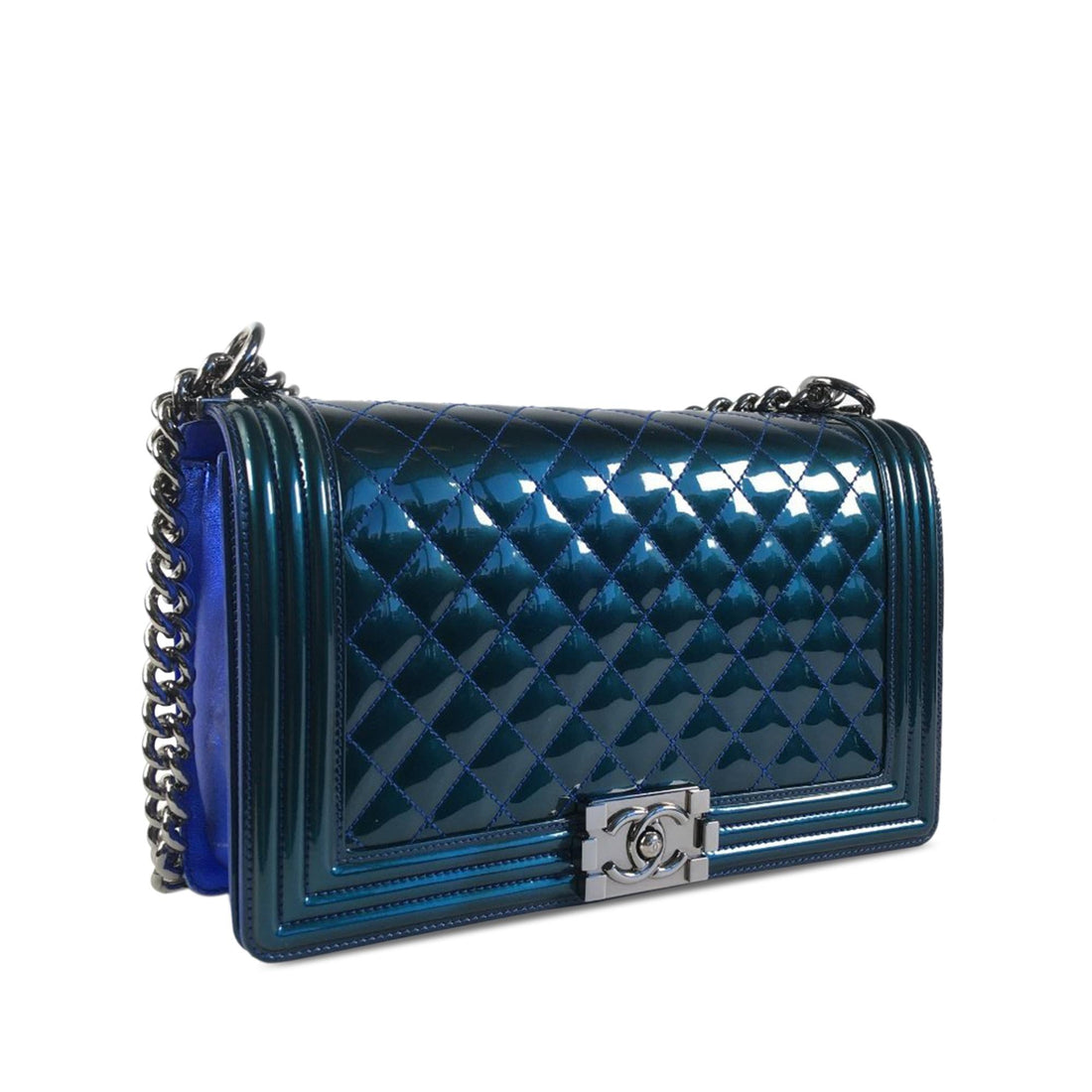 Chanel Medium Patent Boy Flap (SHG-uR2EBN)