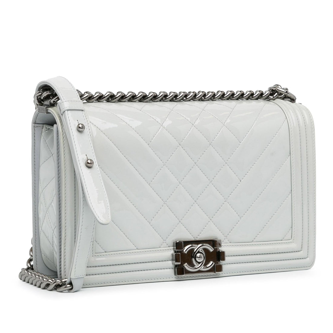 Pearl Street Bags Chanel Medium Patent Boy Flap (SHG-xNr2HC)