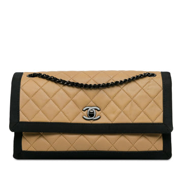 Pearl Street Bags Chanel Medium Quilted Lambskin Grosgrain Two Tone Flap (SHG-DMF9AJ)