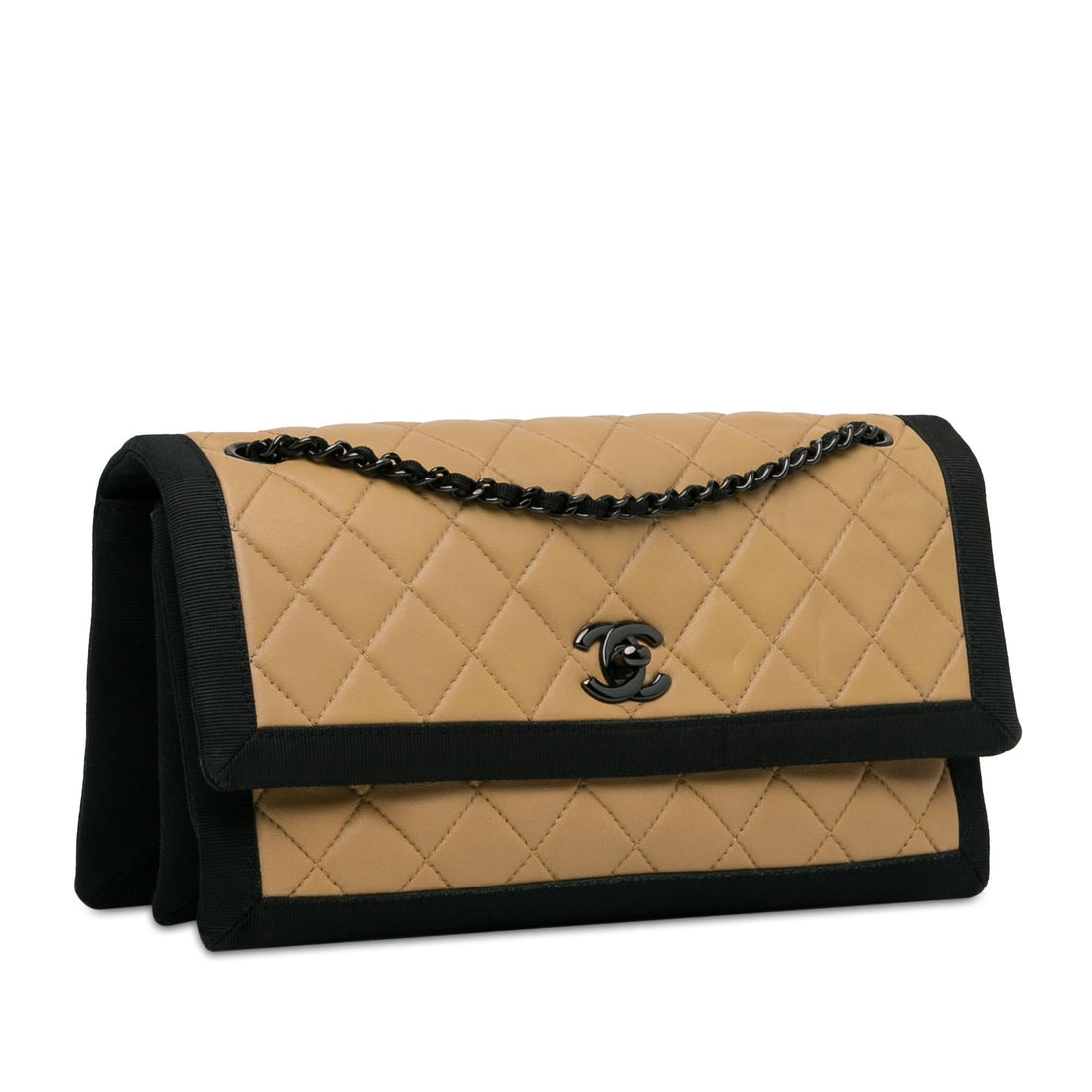 Pearl Street Bags Chanel Medium Quilted Lambskin Grosgrain Two Tone Flap (SHG-DMF9AJ)
