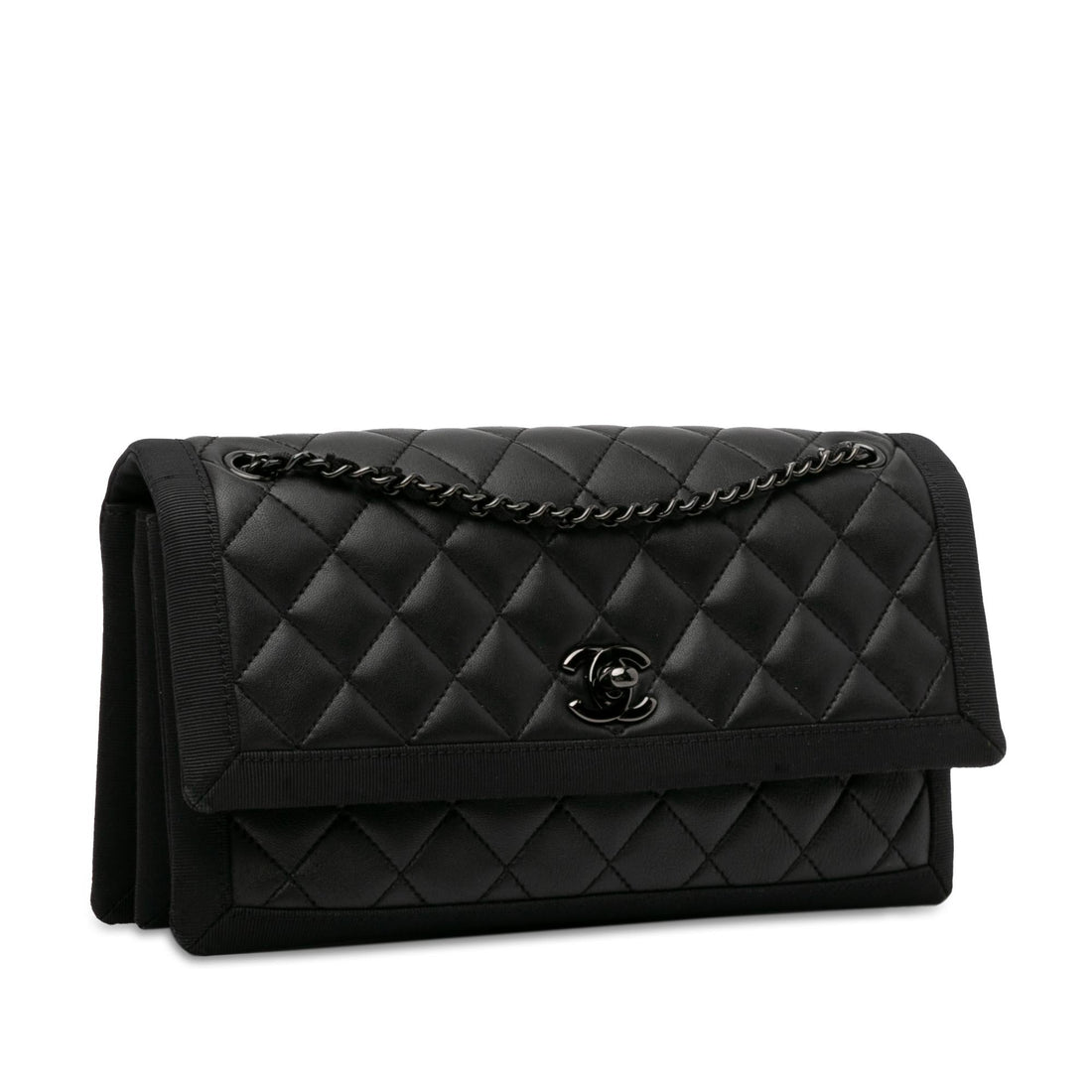Pearl Street Bags Chanel Medium Quilted Lambskin Grosgrain Two Tone Flap (SHG-IGkksY)