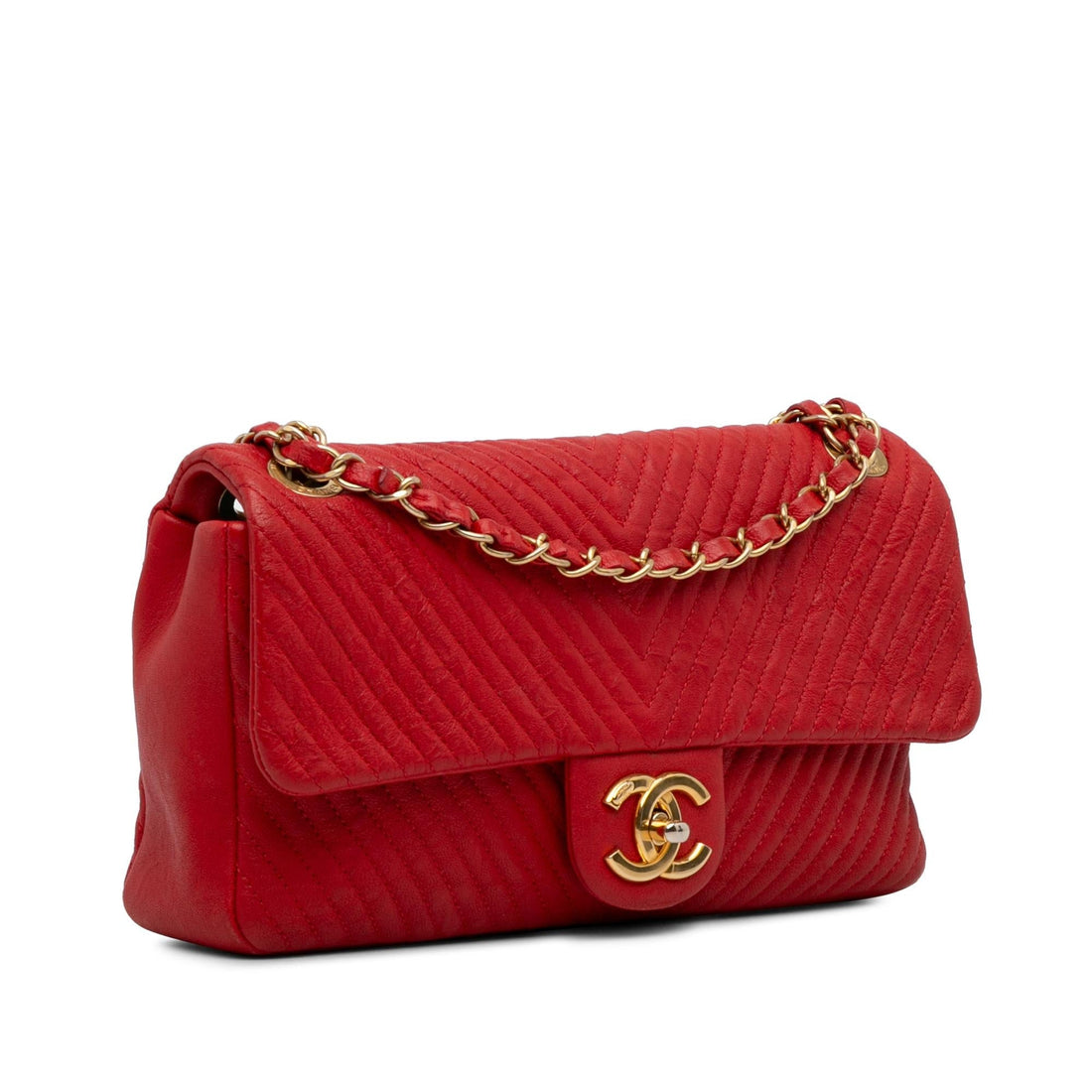 Pearl Street Bags Chanel Medium Wrinkled Lambskin Chevron Medallion Flap (SHG-qDeD9g)