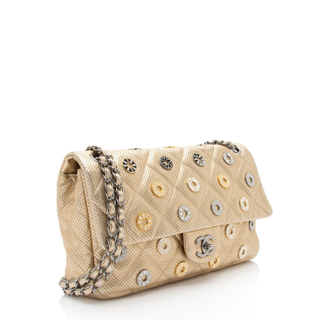 Top Quality Chanel Metallic Perforated Lambskin CC Medals Medium Flap Bag (SHF-5oF95y)