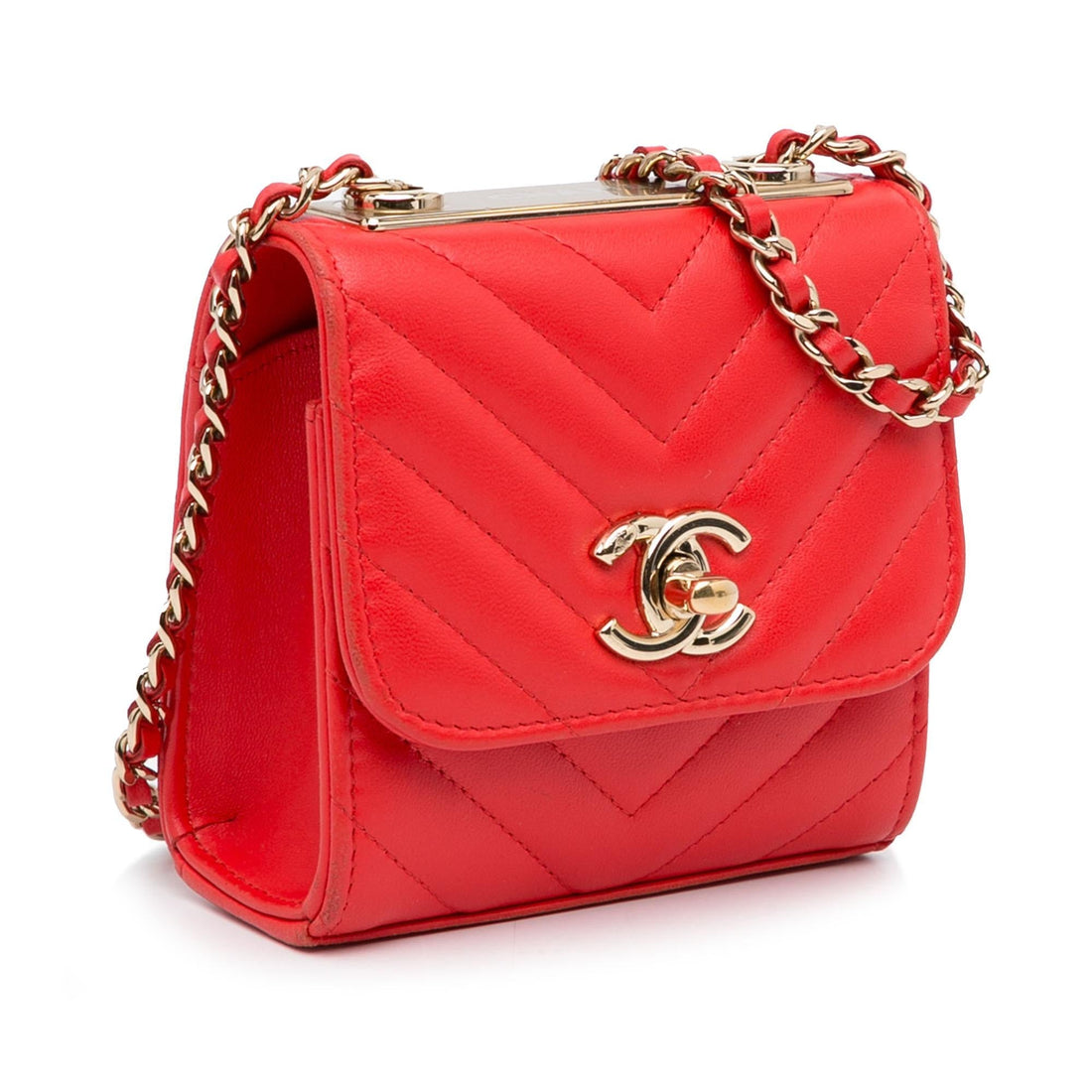 Chanel Mini Chevron Lambskin Trendy CC Chain Wallet (SHG-vfIIgX)