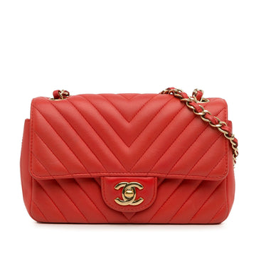 Pearl Street Bags Chanel Mini Chevron Quilted Lambskin Rectangular Flap Bag (SHG-rXZBco)