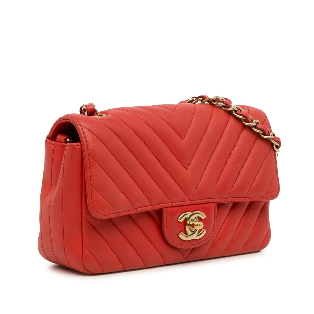 Pearl Street Bags Chanel Mini Chevron Quilted Lambskin Rectangular Flap Bag (SHG-rXZBco)
