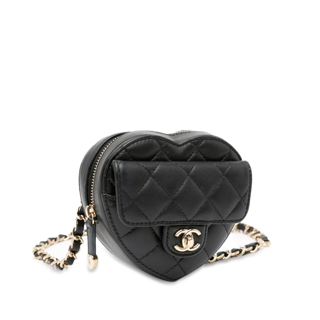 Pearl Street Bags Chanel Mini Lambskin CC in Love Heart Belt Bag (SHG-R54rLZ)