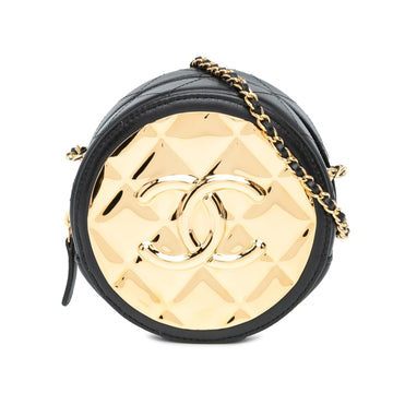 Top Quality Chanel Mini Lambskin Golden Plate Round Clutch with Chain (SHG-WiHX9Q)