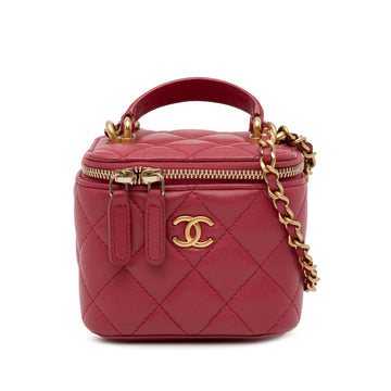 Pearl Street Bags Chanel Mini Lambskin Top Handle Vanity Case with Chain (SHG-aE49jN)