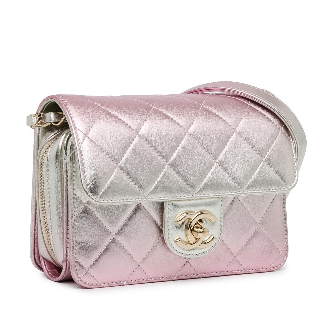 Pearl Street Bags Chanel Mini Metallic Lambskin Like a Wallet Flap Bag (SHG-ZFjRuZ)