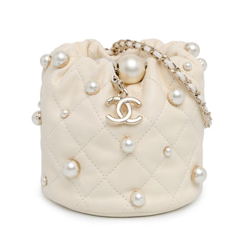 Top Quality Chanel Mini Quilted Lambskin About Pearls Drawstring Bucket Bag (SHG-KIu1EB)