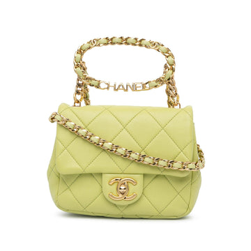 Top Quality Chanel Mini Quilted Lambskin Oval Logo Chain Top Handle Flap (SHG-fq91I7)