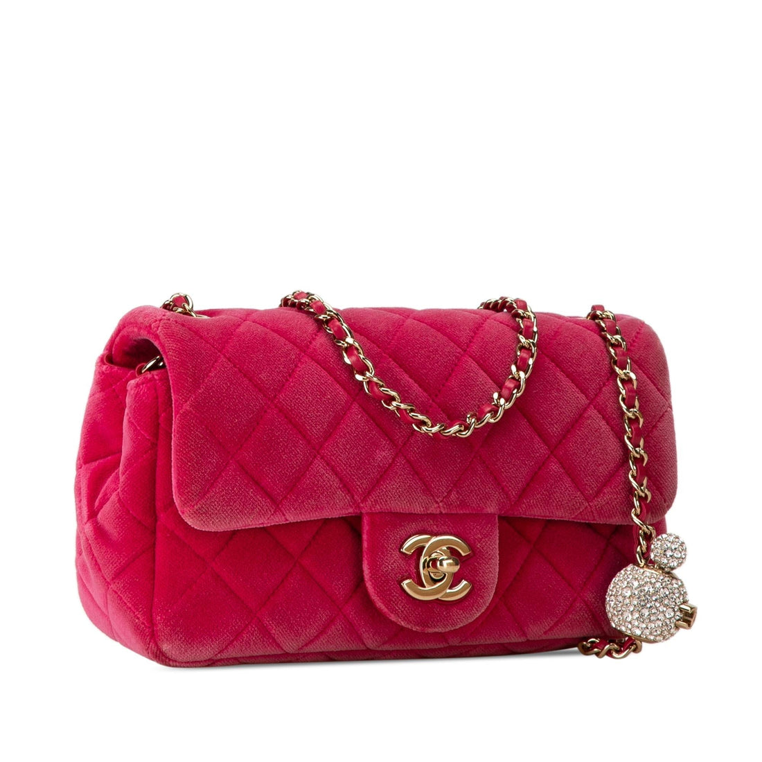 Chanel Mini Quilted Velvet Pearl Crush Single Flap (SHG-5l30UH)