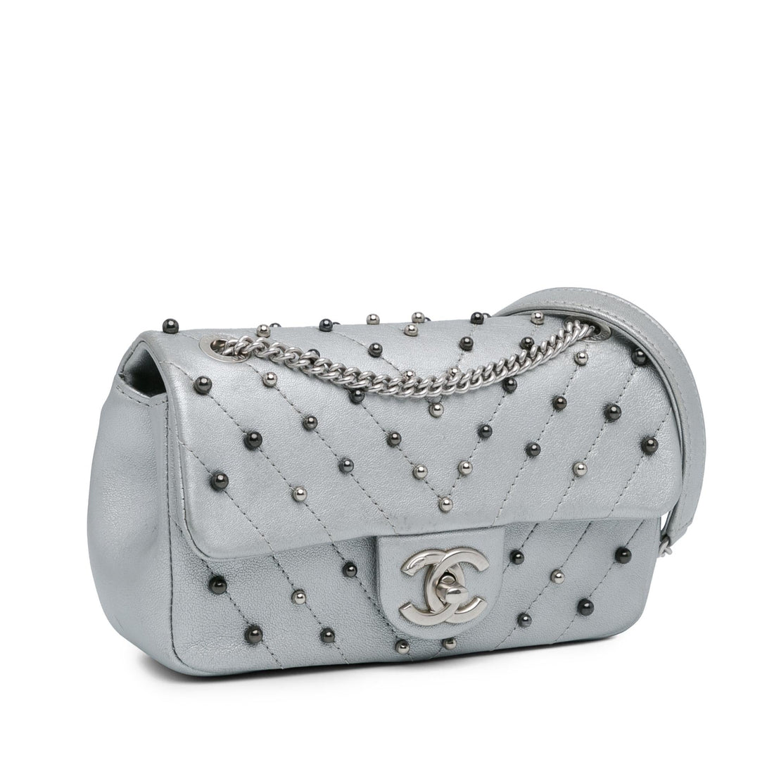 Top Quality Chanel Mini Rectangular Chevron Quilted Lambskin Stud Wars Flap (SHG-17y5S9)