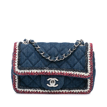 Chanel Mini Rectangular Classic Denim Tweed Framed Single Flap (SHG-CEpiud)