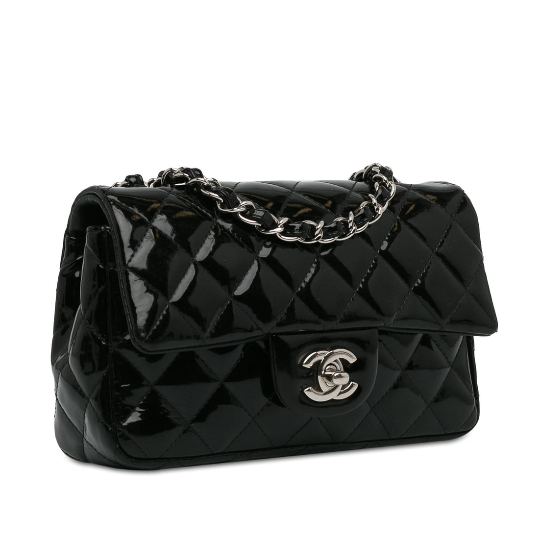 Pearl Street Bags Chanel Mini Rectangular Classic Patent Single Flap (SHG-fnfHQ4)