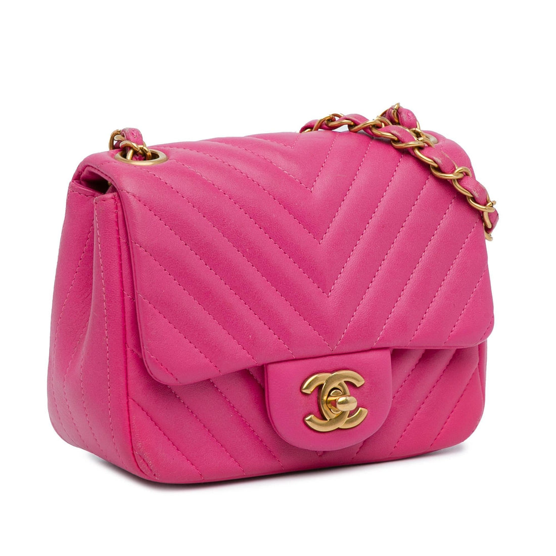 Chanel Mini Square Classic Chevron Lambskin Flap (SHG-j9k7Tq)