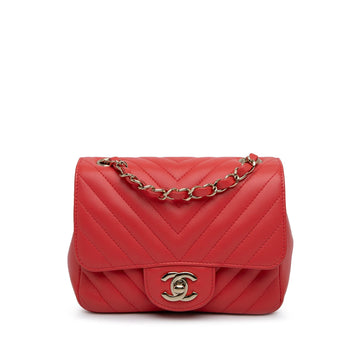Chanel Mini Square Classic Lambskin Chevron Flap (SHG-HJTI2E)