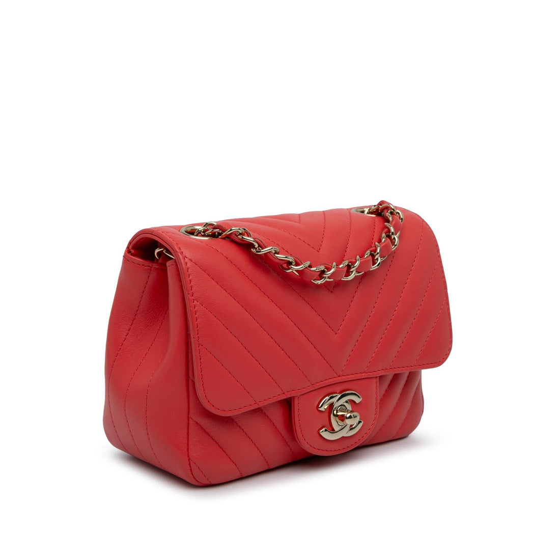 Top Quality Chanel Mini Square Classic Lambskin Chevron Flap (SHG-HJTI2E)