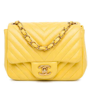 Pearl Street Bags Chanel Mini Square Classic Lambskin Chevron Single Flap (SHG-Hg3a1b)
