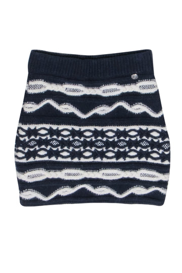 Chanel - Navy & Ivory Wool Blend Mini Skirt Sz 0