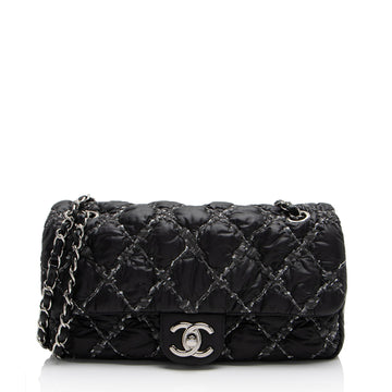 Chanel Nylon Quilted Tweed On Stitch Flap Bag (SHF-4UuNtD)
