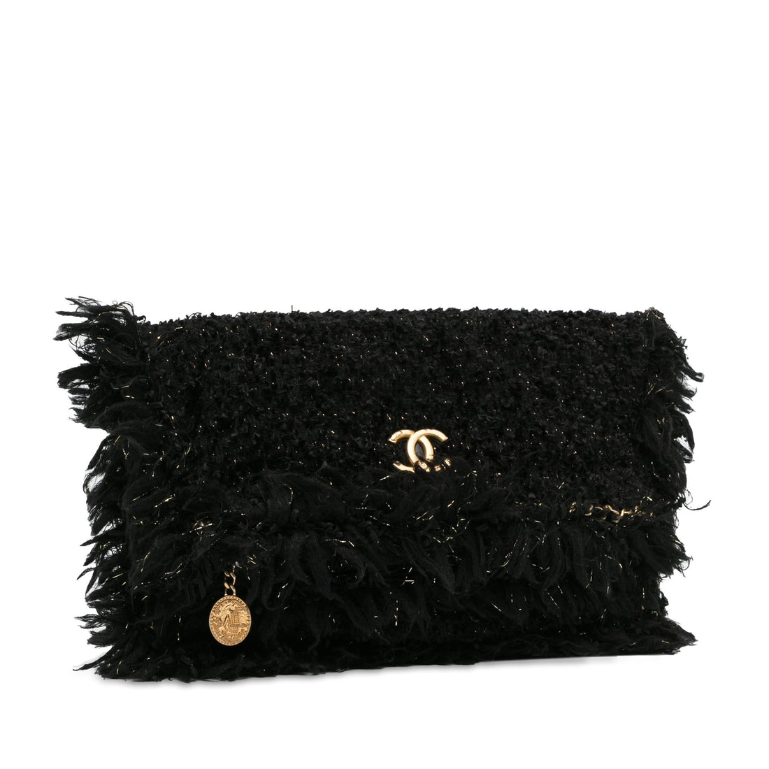 Pearl Street Bags Chanel Paris-Cosmopolite Tweed Fringe Clutch (SHG-algP8a)
